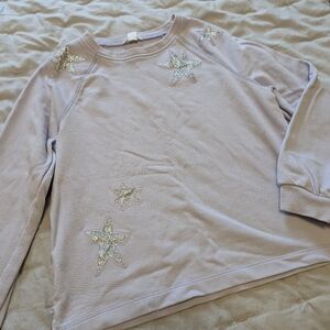 Crewcuts Kids Star Embellished Lavender Sweatshirt